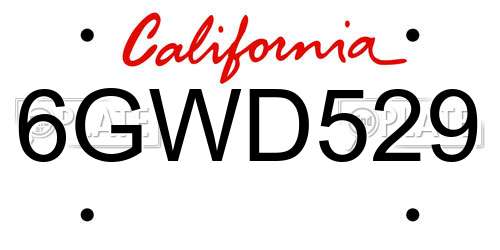 6GWD529 California License Plate