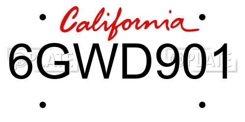 6GWD901 California License Plate