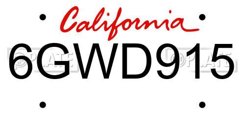 6GWD915 California License Plate