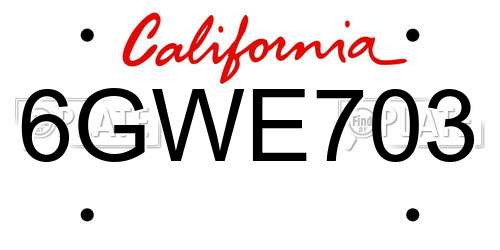 6GWE703 California License Plate