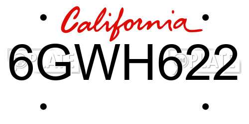 6GWH622 California License Plate
