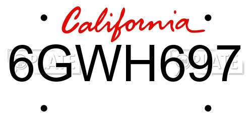 6GWH697 California License Plate