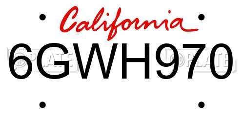 6GWH970 California License Plate
