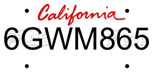 6GWM865 California License Plate