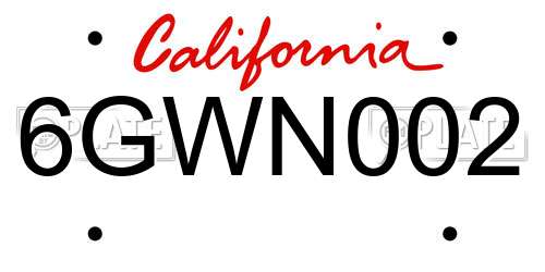 6GWN002 California License Plate