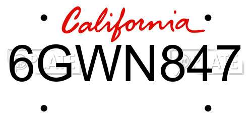 6GWN847 California License Plate