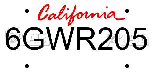 6GWR205 California License Plate