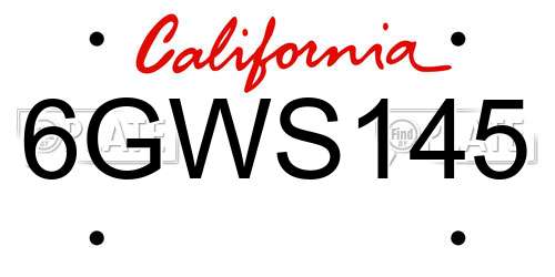 6GWS145 California License Plate
