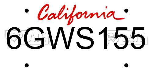 6GWS155 California License Plate