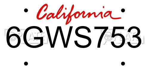 6GWS753 California License Plate