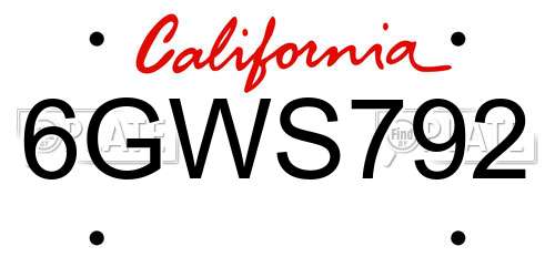6GWS792 California License Plate