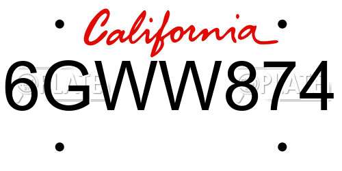 6GWW874 California License Plate