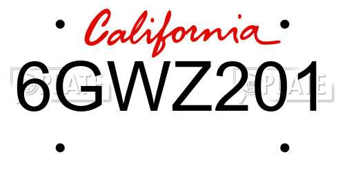 6GWZ201 California License Plate