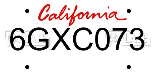 6GXC073 California License Plate