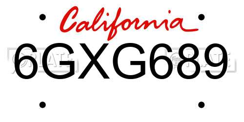 6GXG689 California License Plate