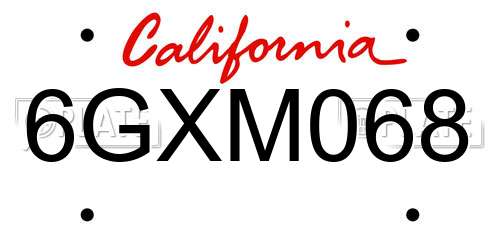 6GXM068 California License Plate