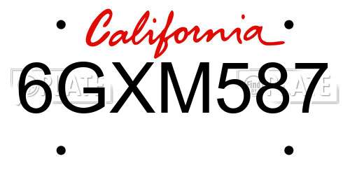 6GXM587 California License Plate
