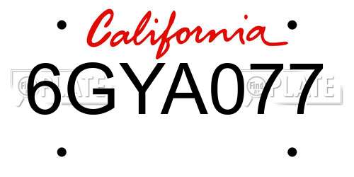 6GYA077 California License Plate
