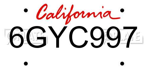 6GYC997 California License Plate