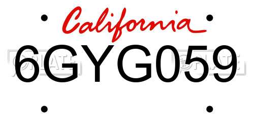 6GYG059 California License Plate