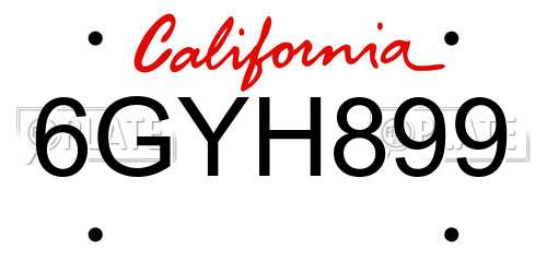 6GYH899 California License Plate