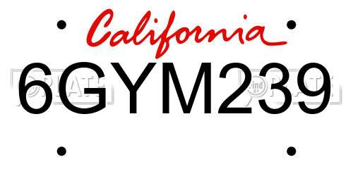6GYM239 California License Plate