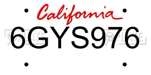 6GYS976 California License Plate