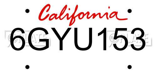 6GYU153 California License Plate