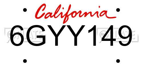 6GYY149 California License Plate