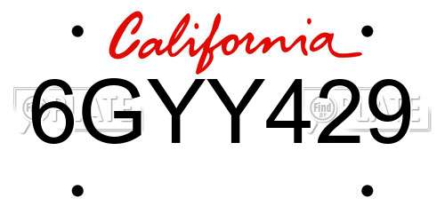 6GYY429 California License Plate