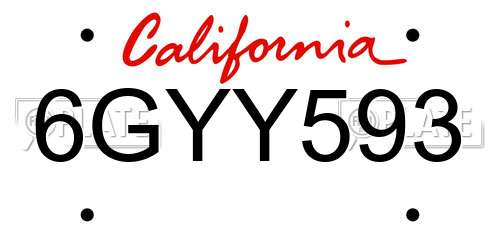 6GYY593 California License Plate