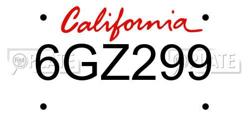 6GZ299 California License Plate
