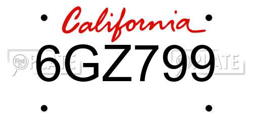 6GZ799 California License Plate