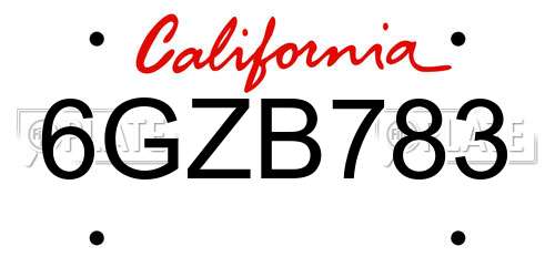 6GZB783 California License Plate