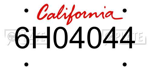 6H04044 California License Plate