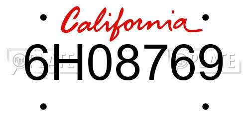 6H08769 California License Plate