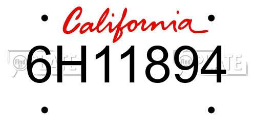 6H11894 California License Plate