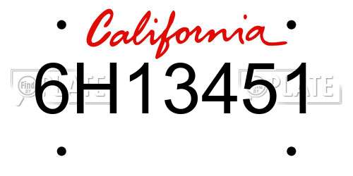 6H13451 California License Plate