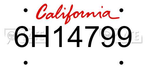 6H14799 California License Plate