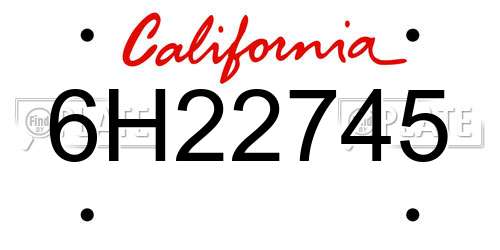 6H22745 California License Plate