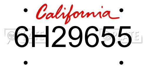 6H29655 California License Plate