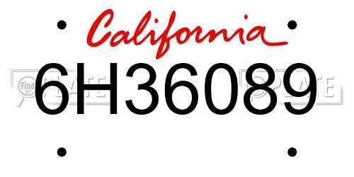 6H36089 California License Plate