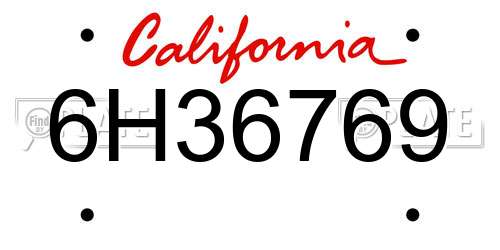 6H36769 California License Plate