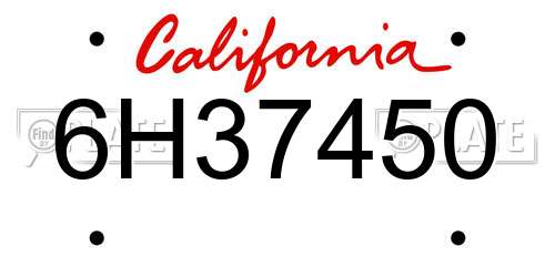 6H37450 California License Plate