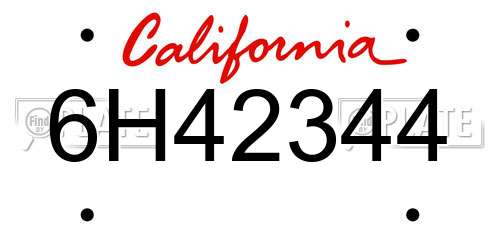 6H42344 California License Plate