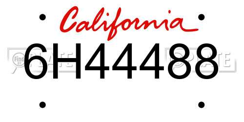 6H44488 California License Plate