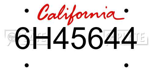 6H45644 California License Plate