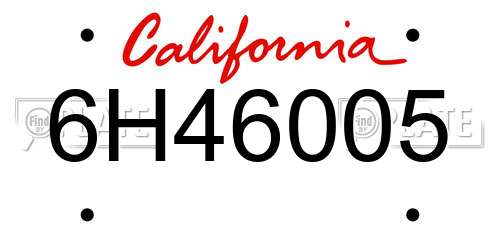 6H46005 California License Plate
