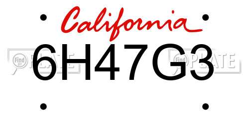 6H47G3 California License Plate
