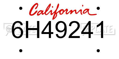6H49241 California License Plate